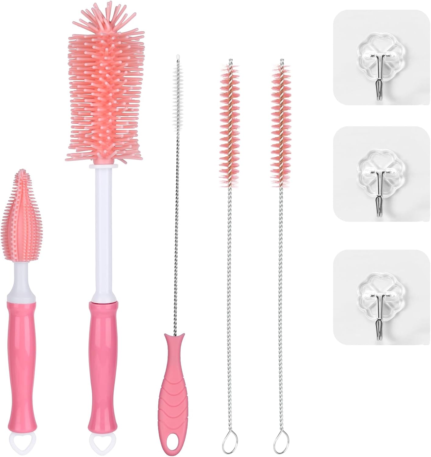 Silicone Cleaning Brush Kit – Household Cleaning Brushes for Bottles and Crevices – Food-Grade Silicone: Dishwasher Safe