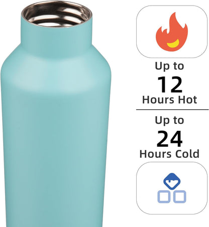 Konokyo Insulated Water Bottle with Straw,25 OZ Double Wall Vacuum Stainless Steel Water Flask with 2 Lids,Black