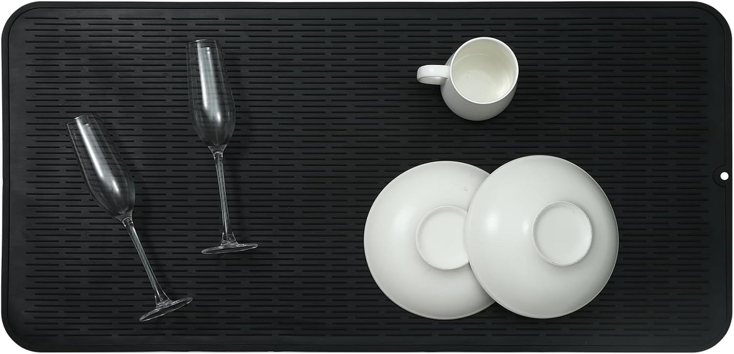MicoYang Silicone Dish Drying Mat for Multiple Usage,Easy clean,Eco-friendly,Heat-resistant Silicone Mat for Kitchen Counter,Sink,Bar,Bottle,or Cup Green M 17 inches x 6 inches