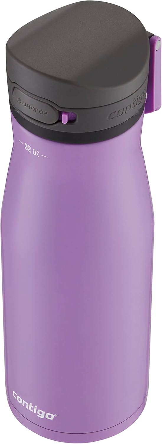 Contigo Jackson Chill 2.0, Vacuum-Insulated Stainless Steel Water Bottle with Secure Lid, Leak-Proof Travel Friendly, 20oz Capacity, Blueberry Color, Keeps Drinks Cold for 12 Hours