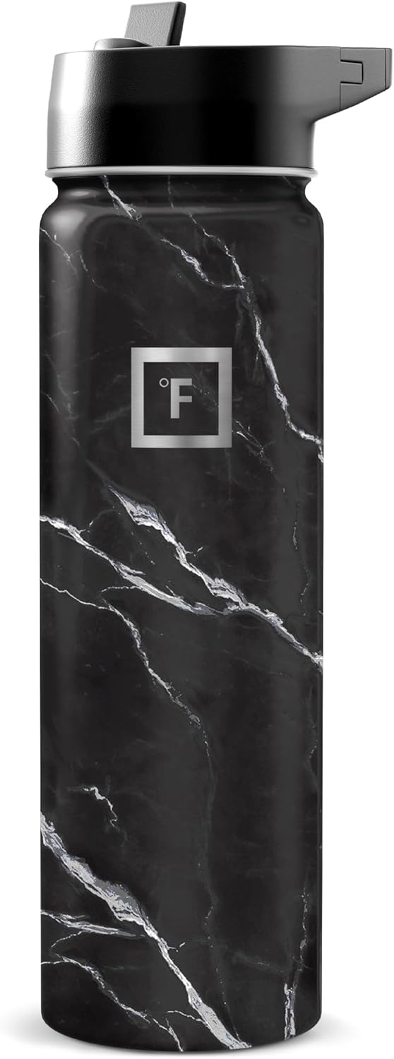 IRON °FLASK Camping & Hiking Hydration Flask with Straw, Wide Mouth Insulated Stainless Steel Sports Water Bottle - 22 oz Aurora