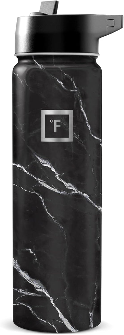 IRON °FLASK Camping & Hiking Hydration Flask with Straw, Wide Mouth Insulated Stainless Steel Sports Water Bottle - 22 oz Aurora