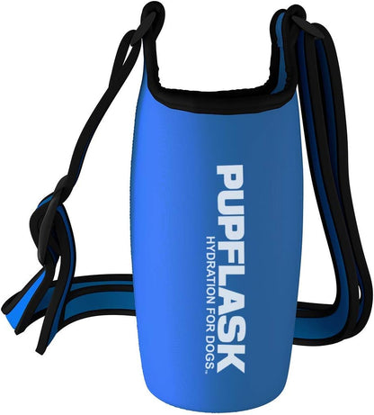 Tuff Pupper PupFlask Insulated Neoprene Dog Water Bottle Holder Sling with Wide Adjustable Shoulder Strap, Great for Travel, Walking, Hiking, Portable Pet Water Bottle Holder (40 OZ, Nebulas Blue)