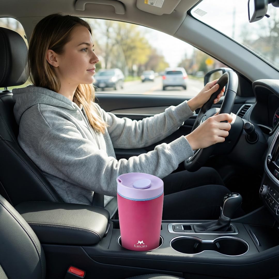 12 oz coffee tumbler Insulated coffee mug with lid Slider Insulated Stainless Steel Coffee Tumbler, Travel Mug for Hot and Iced Beverages insulated travel coffee mug (pink)