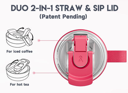 Meoky 32oz Tumbler with Handle, Stainless Steel Travel Mug with 2-in-1 Straw and Sip Lid, Vacuum Insulated Coffee Mug, 100% Leak Proof, Keeps Cold for 24 Hours or Hot for 8 Hours (Sky)