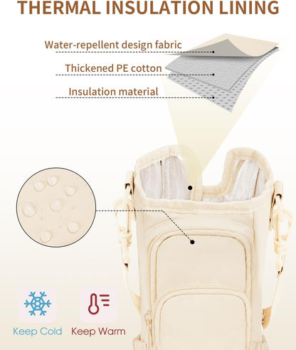 sportsnew Water Bottle Carrier Bag with Phone Pocket for 30oz 40oz Tumbler with Handle Accessories Insulated Water Bottle Holder Pouch with Strap Crossbody with Straw Cover