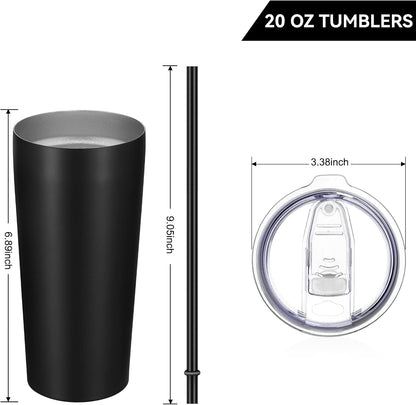 VEGOND 20oz Tumbler Bulk with Lid and Straw 1 Pack, Stainless Steel Vacuum Insulated Tumbler, Double Wall Coffee Cup Travel Mug, River Green