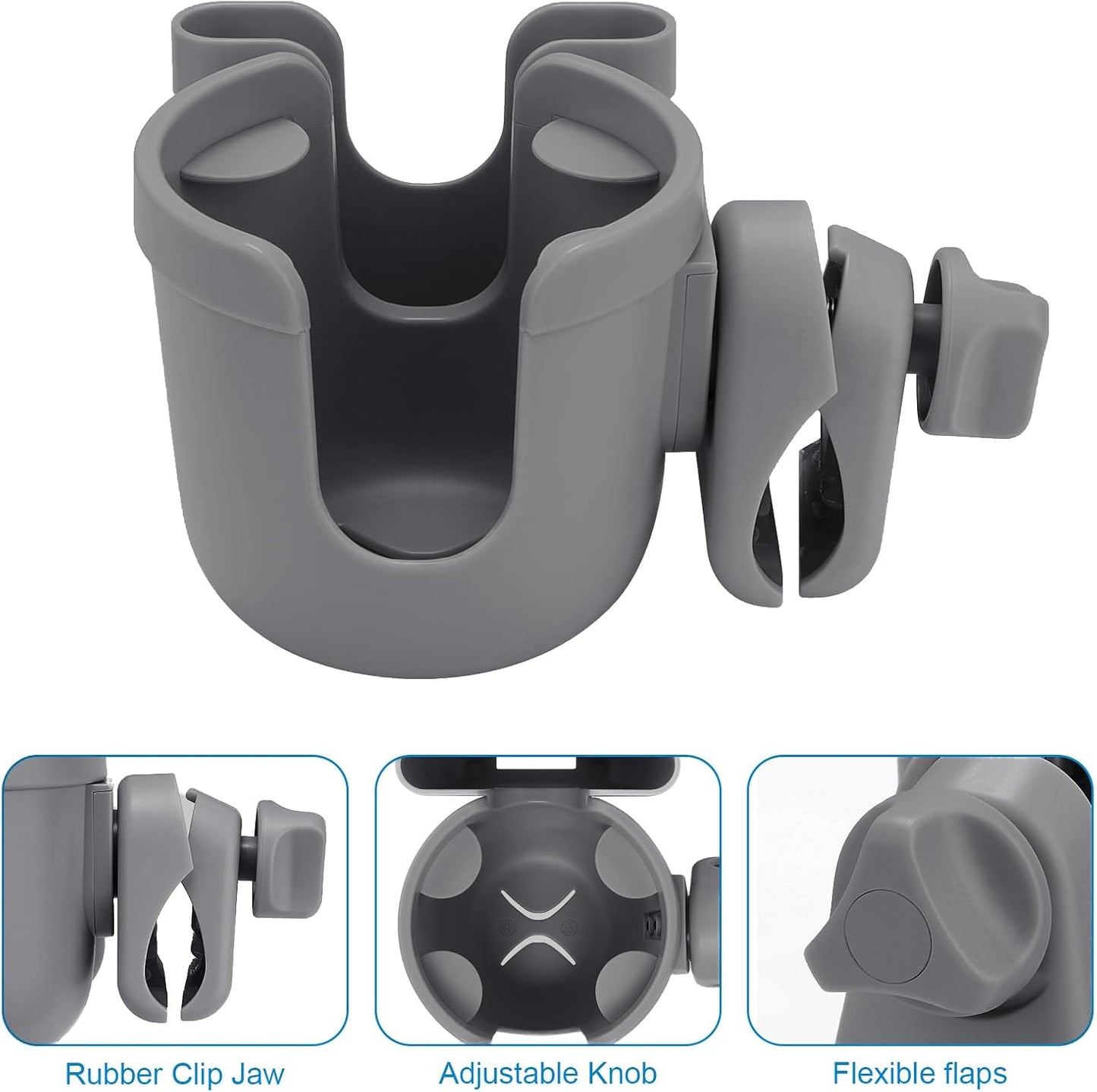 Accmor Stroller Cup Holder with Phone Holder, Bike Cup Holder, Universal Cup Holder for Uppababy Nuna Doona Strollers, 2-in-1 Cup Holder for Walker, Wheelchair, Scooter - Colors A