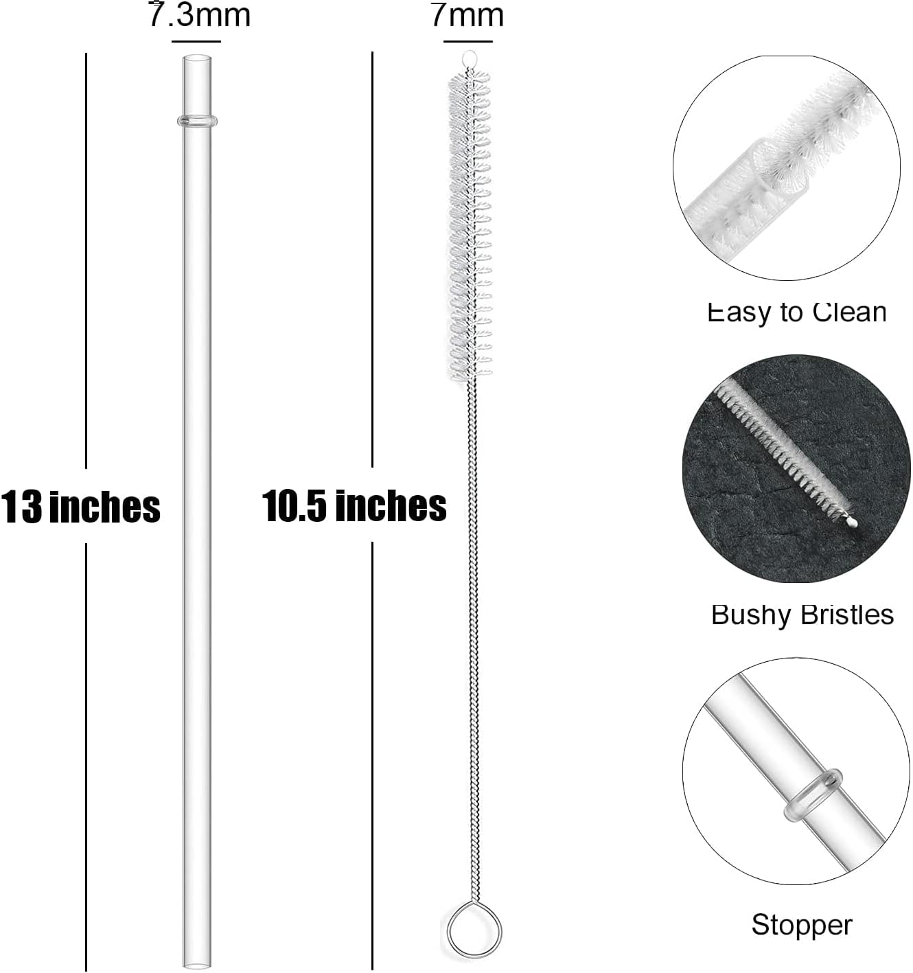 ALINK 12-Pack Reusable Clear Plastic Straws, 10.5 in x 0.3 in Replacement Tumbler Straws, BPA-Free Dishwasher-Safe Hard Straws with Brush for Stanley, YETI, Starbucks, Owala, Mason Jars 16–32 oz Cups