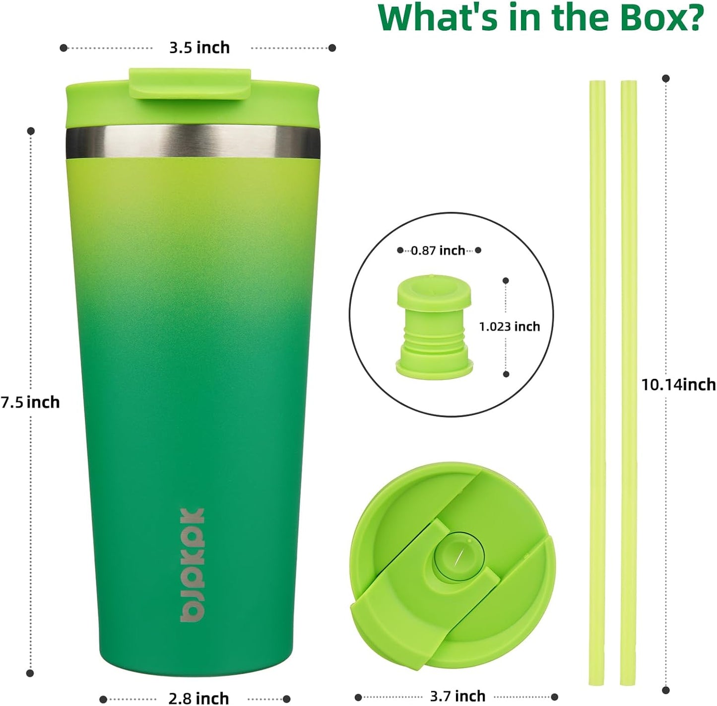 BJPKPK 22oz Insulated Tumbler With lid And Straw Stainless Steel Tumblers Travel Coffee Mug Reusable Thermal Cup,Sky