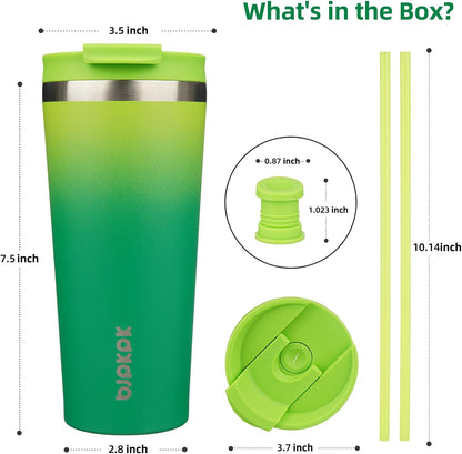 BJPKPK 22oz Insulated Tumbler With lid And Straw Stainless Steel Tumblers Travel Coffee Mug Reusable Thermal Cup,Sky