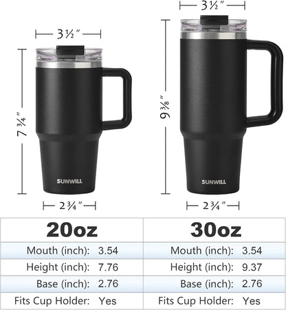 SUNWILL 20 oz Tumbler with Handle and Straw Leak Proof,Travel Coffee Mug with Lid, Stainless Steel Cup Insulated for Office & Gym, Cupholder Friendly, Powder Coated Orchid