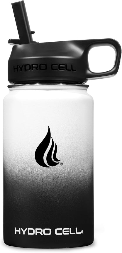 HYDRO CELL Stainless Steel Insulated Water Bottle with Straw - For Cold & Hot Drinks - Metal Vacuum Flask with Screw Cap and Modern Leakproof Sport Thermos for Adults (Neon 18oz)