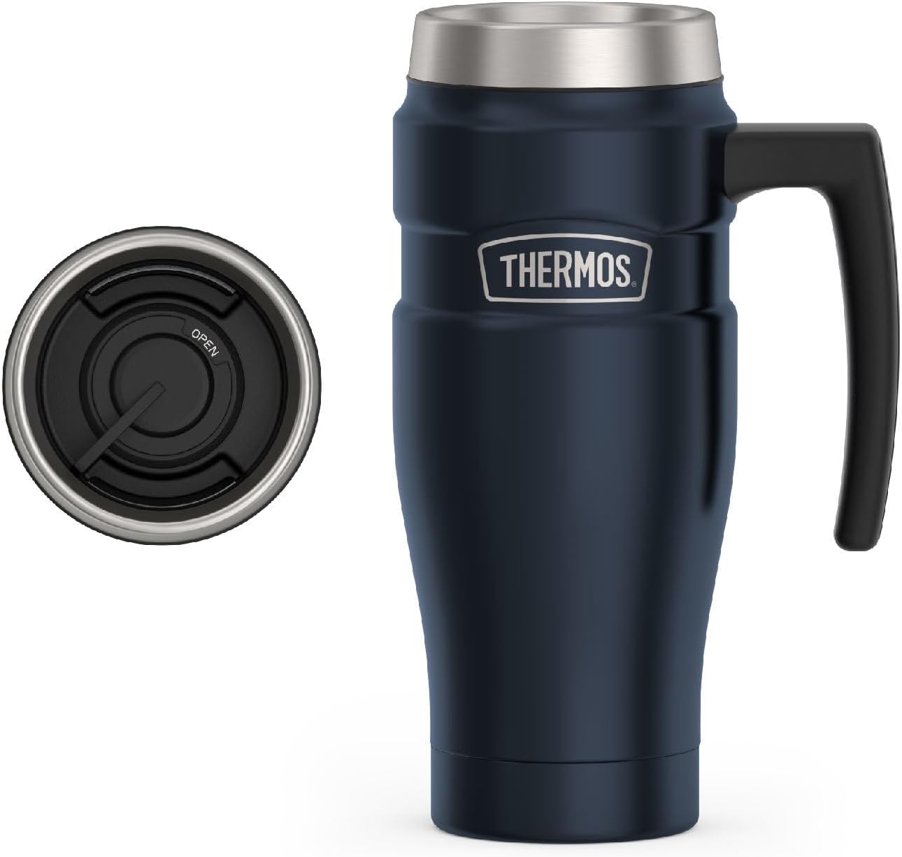 THERMOS Stainless King Vacuum-Insulated Stainless Steel Tumbler - 16oz, Midnight Blue - Insulated Coffee Tumbler for Hot & Cold Drinks - Leak-Proof & Sweat-Proof for Commuting & Traveling