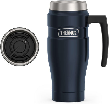 THERMOS Stainless King Vacuum-Insulated Stainless Steel Tumbler - 16oz, Midnight Blue - Insulated Coffee Tumbler for Hot & Cold Drinks - Leak-Proof & Sweat-Proof for Commuting & Traveling