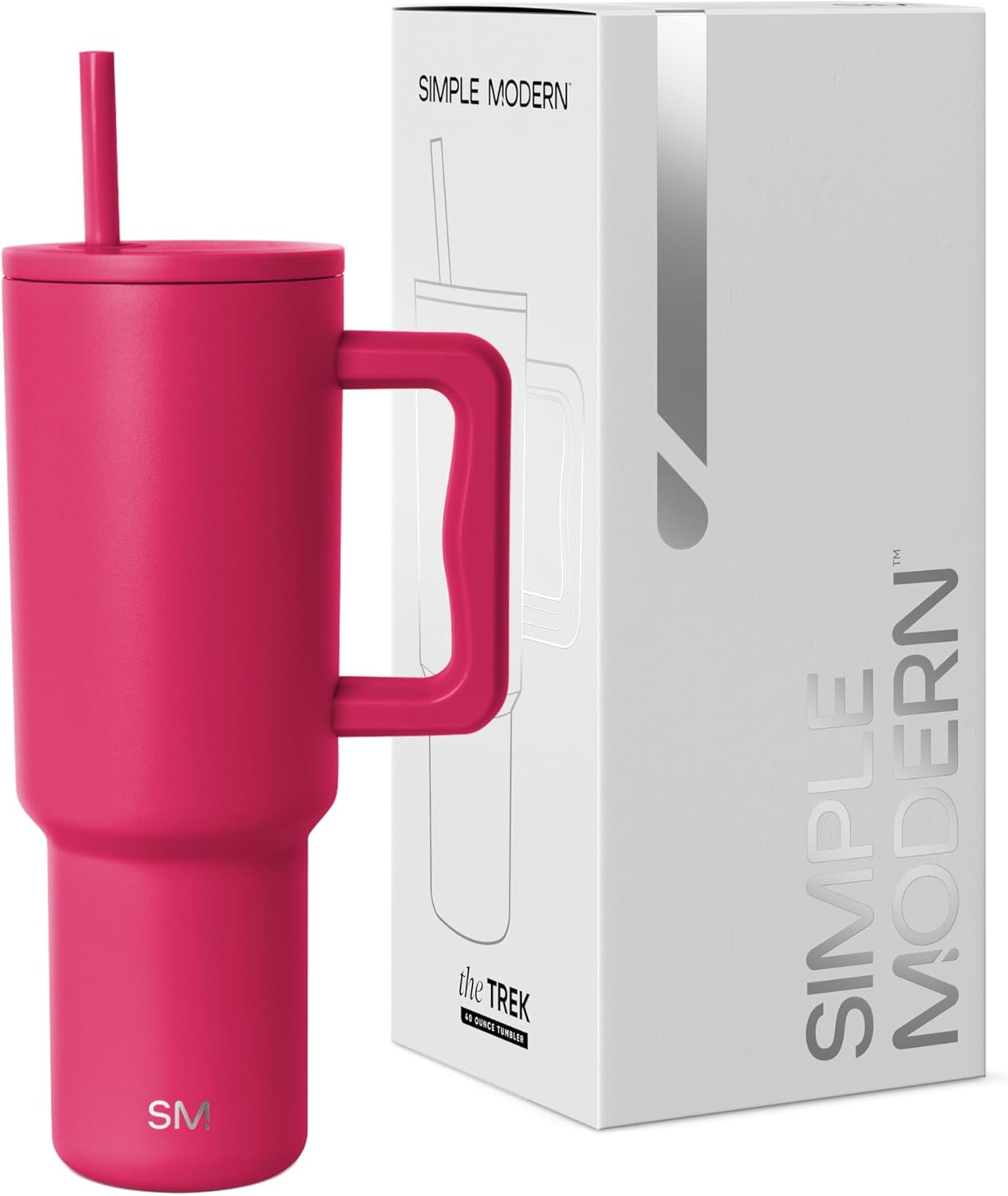 Simple Modern 40 oz Trek Tumbler with Handle and Straw Lid | Cup Holder Friendly Insulated Stainless Steel Travel Mug | Sea Glass Sage - Colors C