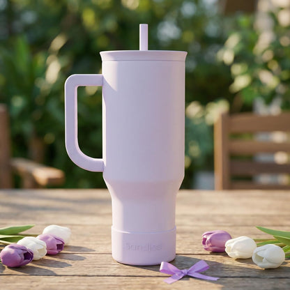 Floral Tumbler with Handle 40oz, Stainless Steel Insulated Tumblers Coffee Travel Mug Cup with Straw, Flower Coffee Cup Gifts for Women Girls, Gift for Her on Christmas Birthday Mothers Day