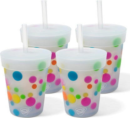 Silipint 8oz Silicone Tumbler with Straw and Lid – Unbreakable, BPA Free, Non-Toxic, Dishwasher, Microwave, Freezer Safe Tumbler Cup – Drinkware for Juice, Smoothies, Coffee (Cool Berry Crush)