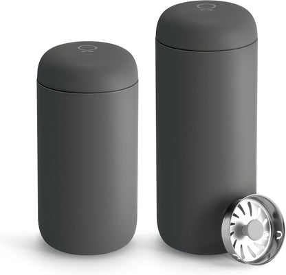 Fellow 16 oz Carter Move Travel Mug - Vacuum-Insulated Stainless Steel Travel Coffee Mug - Coffee Tumbler with Ceramic Interior and Splash Guard - Matte Black