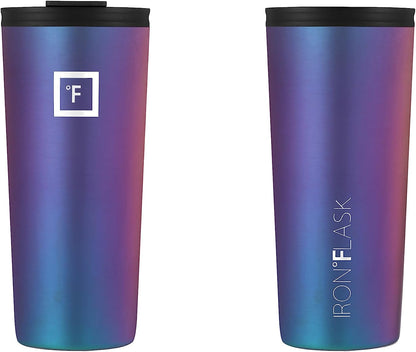 IRON °FLASK Classic Tumbler - Vacuum Insulated Stainless Steel Water Bottle, Double Walled, Drinking Cup, Insulated Travel Mug (Cobalt, 24 oz Solid Lid)
