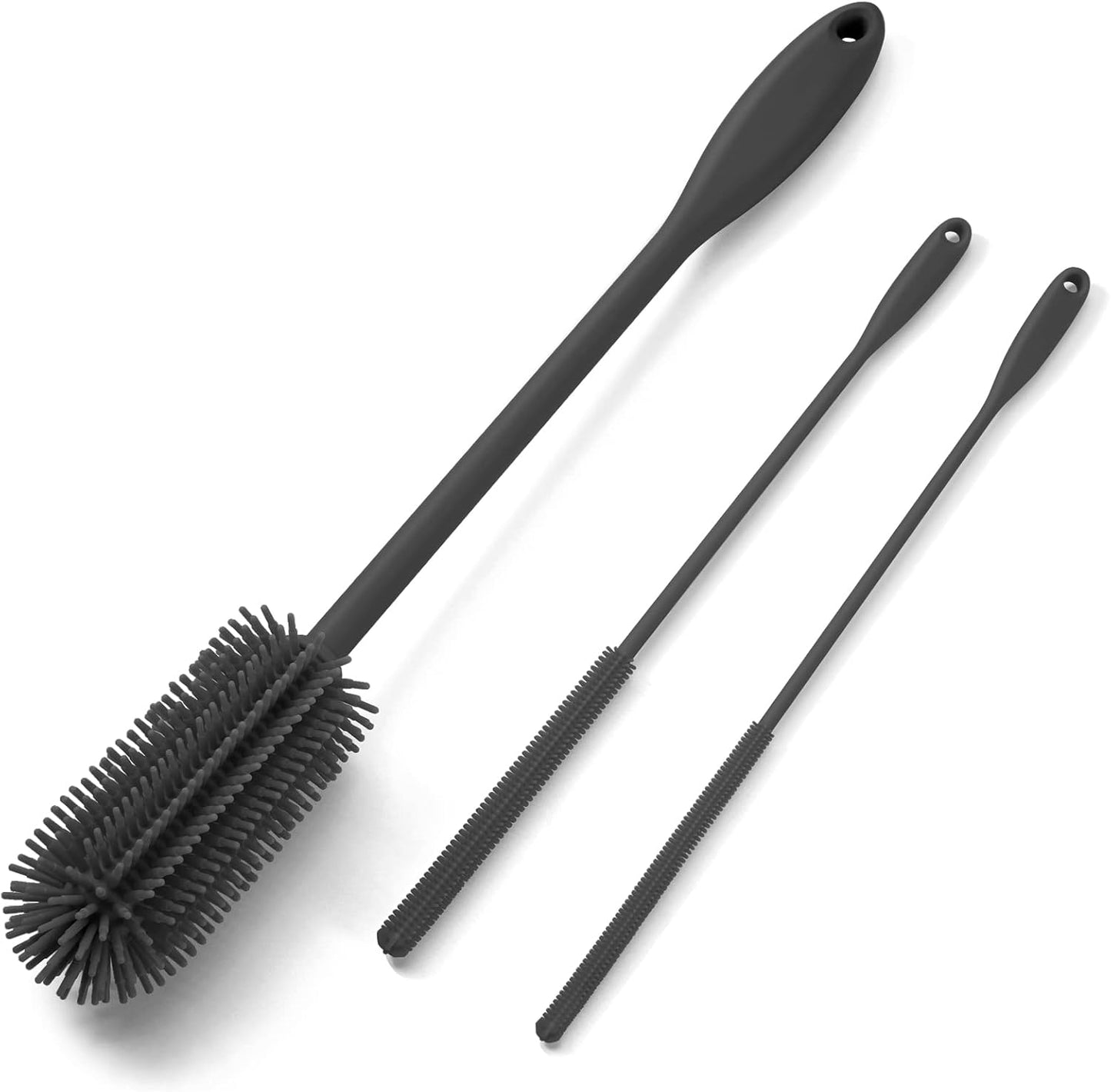 3-in-1 Silicone Bottle Brush and Straw Cleaning Brush Set, Water Bottle Cleaner for Narrow Neck Containers, Tumblers, Flask, Vase and Glassware (Turquoise)