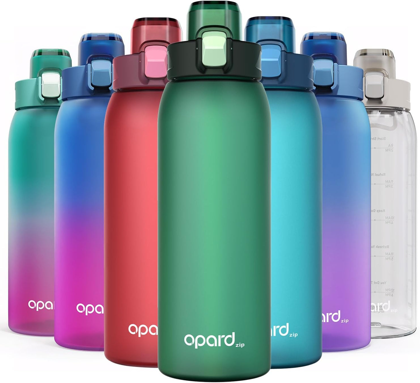 Opard Zip 32oz Plastic Water Bottle Dishwasher Safe, Leakproof Flip-Top Lid, BPA Free Tritan, Wide Mouth Reusable Sports Water Bottle for Gym Hiking Commuting Outdoor Travel and School