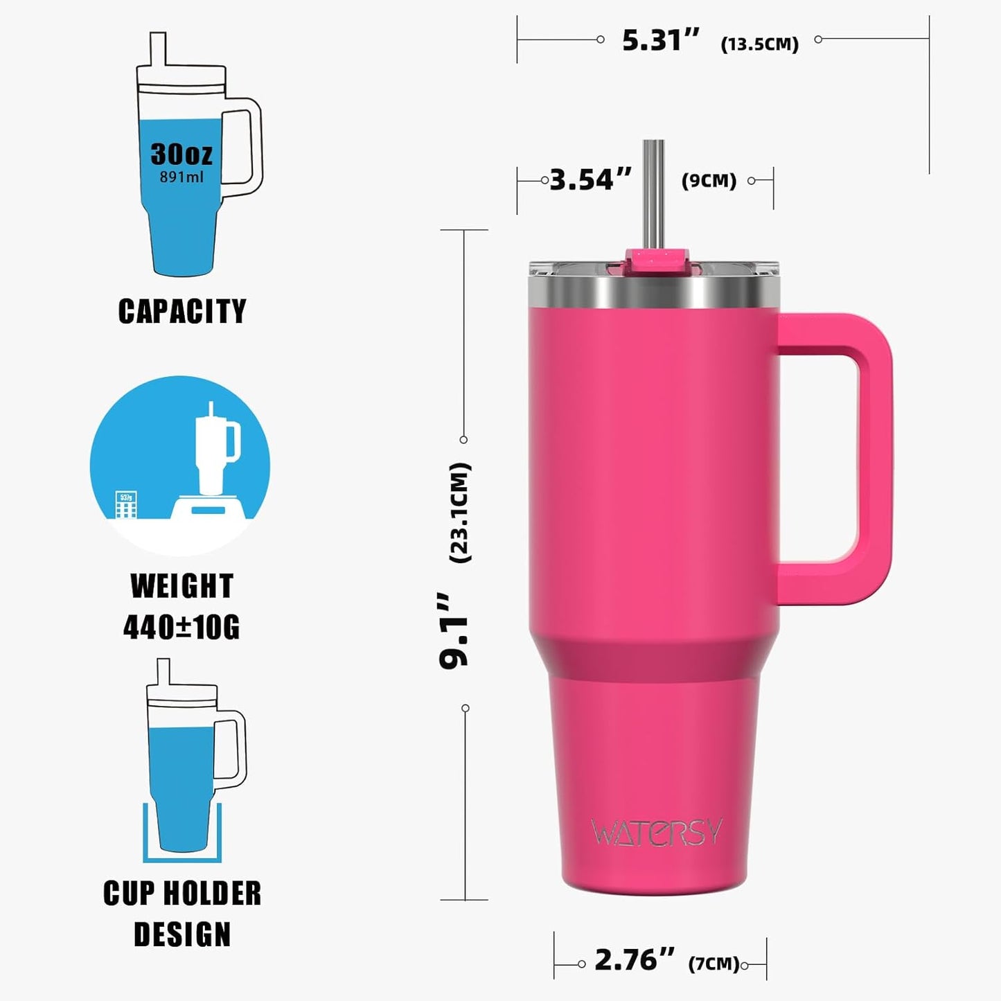 40 oz Tumbler with Handle,Tumbler with Lid and Straw,Double Wall Insulated Cup Stainless Steel Travel Mug(Cold for 34 Hours),Water Bottle for Iced Tea,Coffee,Cold Beverages(Purple)