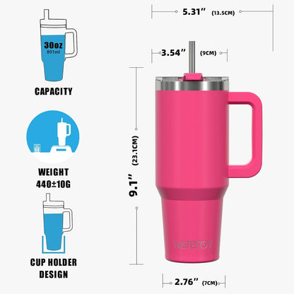 40 oz Tumbler with Handle,Tumbler with Lid and Straw,Double Wall Insulated Cup Stainless Steel Travel Mug(Cold for 34 Hours),Water Bottle for Iced Tea,Coffee,Cold Beverages(Purple)