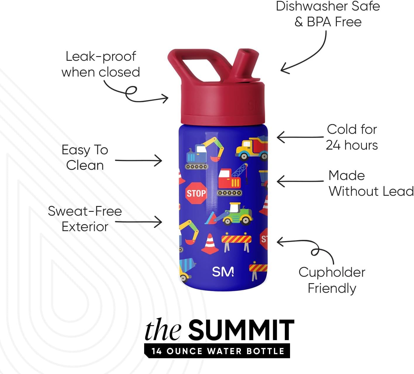 Simple Modern Kids Water Bottle with Straw Lid | 14oz Insulated Stainless Steel Kids Tumbler & Spill Proof Toddler Cup for School, Girls, Boys | Summit | Chloe Floral - Colors A