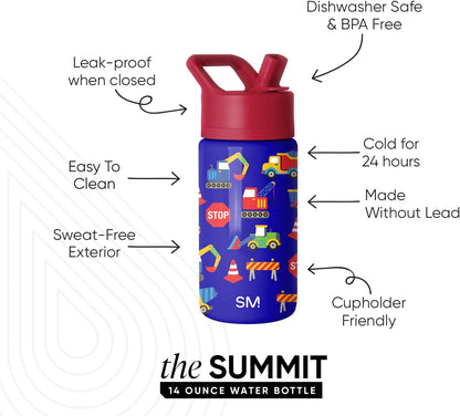 Simple Modern Kids Water Bottle with Straw Lid | 14oz Insulated Stainless Steel Kids Tumbler & Spill Proof Toddler Cup for School, Girls, Boys | Summit | Chloe Floral - Colors A