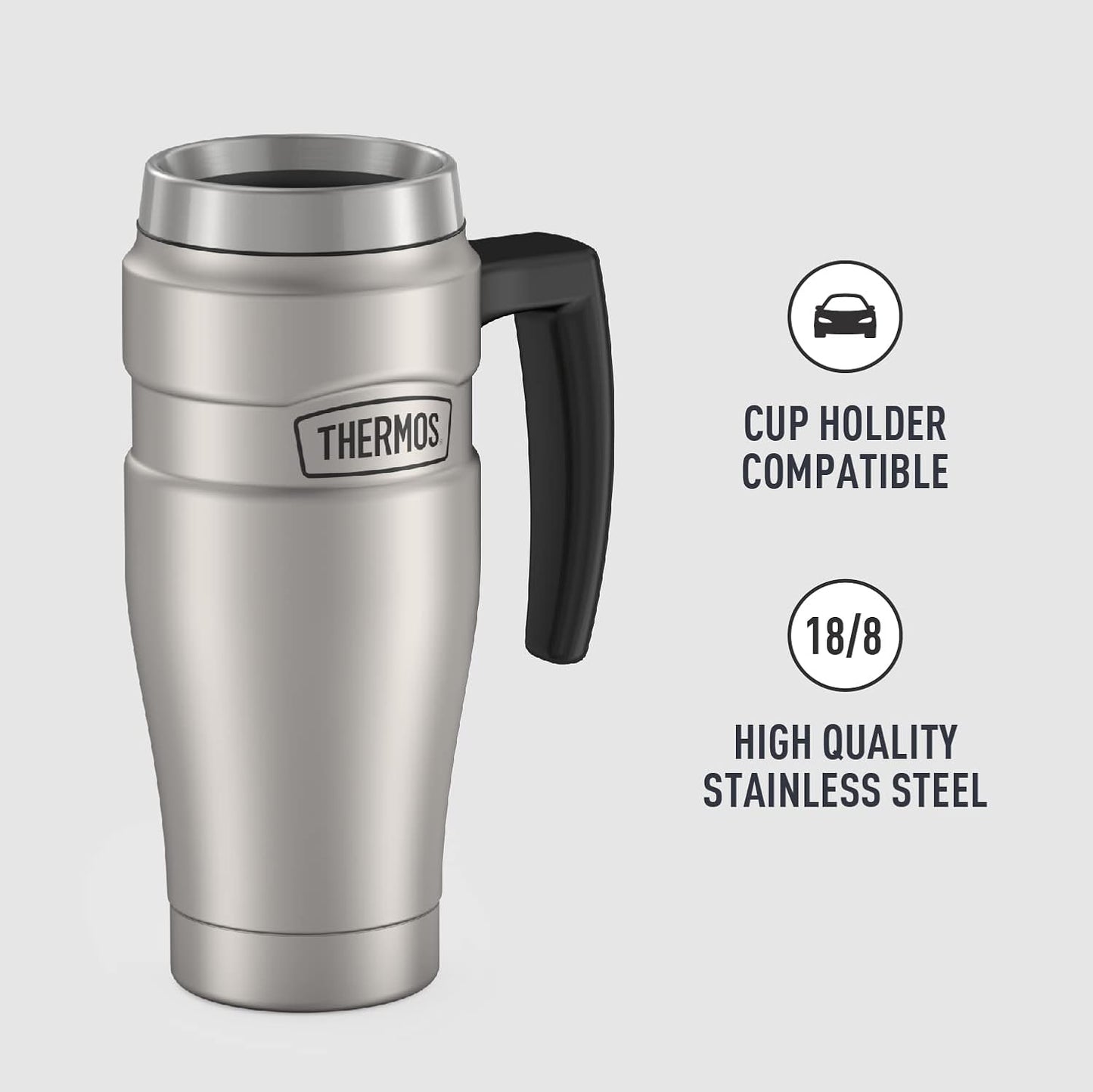THERMOS Stainless King Vacuum-Insulated Stainless Steel Tumbler - 16oz, Midnight Blue - Insulated Coffee Tumbler for Hot & Cold Drinks - Leak-Proof & Sweat-Proof for Commuting & Traveling