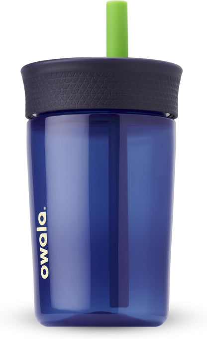 Owala Kids BPA-Free Plastic Tumbler with Spill Resistant Flexible Straw, Easy to Clean, Kids Water Bottle, Great for Travel, Dishwasher Safe, 15 Oz, Skate Park