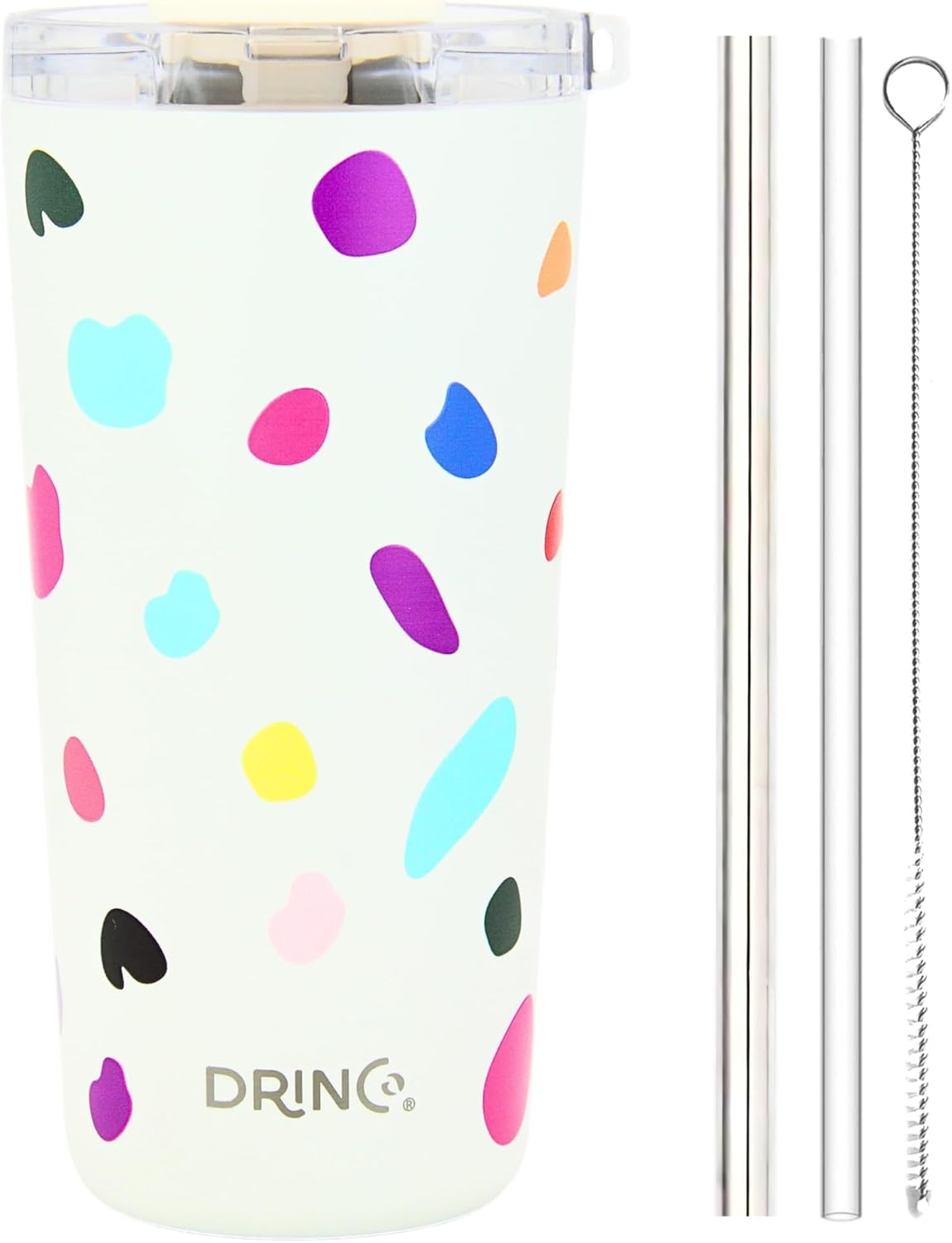 Drinco - 20 oz Stainless Steel Tumbler | Double Walled Vacuum Insulated Mug With Lid, 2 Straws, For Hot & Cold Drinks (20oz Dragonfly)
