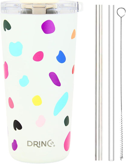 Drinco - 20 oz Stainless Steel Tumbler | Double Walled Vacuum Insulated Mug With Lid, 2 Straws, For Hot & Cold Drinks (20oz Dragonfly)