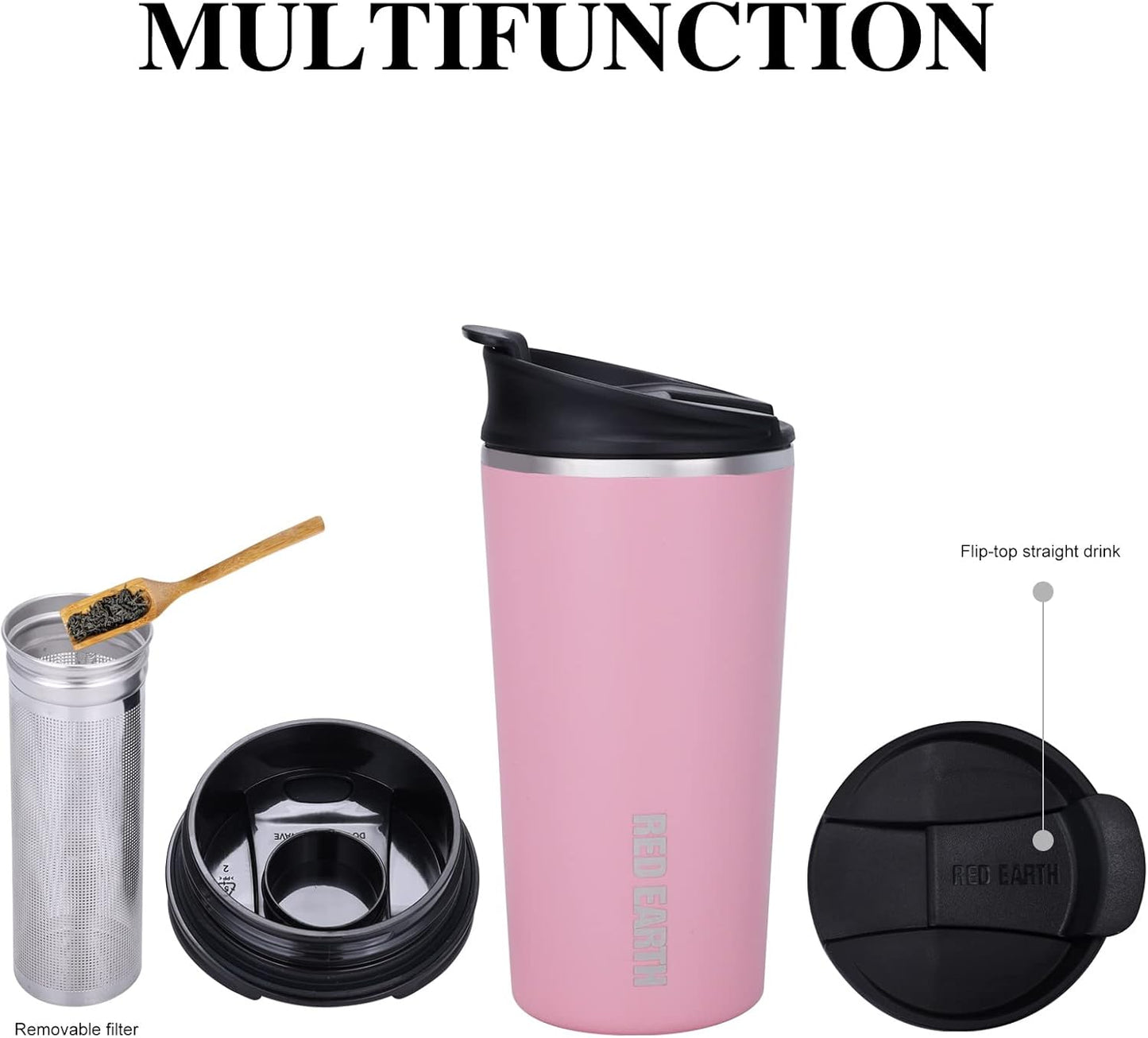 GiNT 17oz Travel Tea Mug with Infuser, 2 Lids. Vacuum Insulated 316 Stainless Steel Coffee Mug. Dishwasher Safe Tea Cup with Strainer for Hot & Cold Brew Coffee. Mothers Day Gifts for Mom (White)