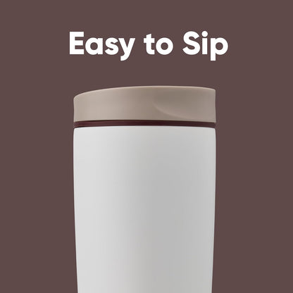 Owala SmoothSip Slider Insulated Stainless Steel Coffee Tumbler, Reusable Iced Coffee Cup, Hot Coffee Travel Mug, BPA Free 20 oz, Grey/Blue (High Dive)