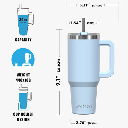 40 oz Tumbler with Handle,Tumbler with Lid and Straw,Double Wall Insulated Cup Stainless Steel Travel Mug(Cold for 34 Hours),Water Bottle for Iced Tea,Coffee,Cold Beverages(Purple)