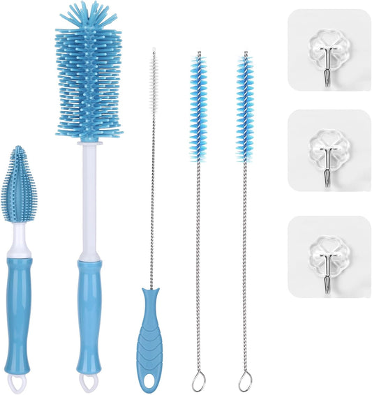 Silicone Cleaning Brush Kit – Household Cleaning Brushes for Bottles and Crevices – Food-Grade Silicone: Dishwasher Safe