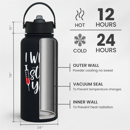 SANDJEST Pickleball Gift for Women, Water Bottle Stainless Steel 32oz with Lid & Straw, Sport Insulated Bottles Gifts for Girls Friends Teens Birthday Christmas