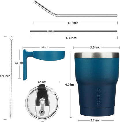 BJPKPK Tumbler With Handle And Straw Lid 40 oz Stainless Steel Insulated Coffee Tumbler Cups For Home, Office or Car,Turquoise