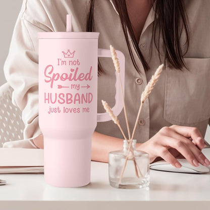 Floral Tumbler with Handle 40oz, Stainless Steel Insulated Tumblers Coffee Travel Mug Cup with Straw, Flower Coffee Cup Gifts for Women Girls, Gift for Her on Christmas Birthday Mothers Day