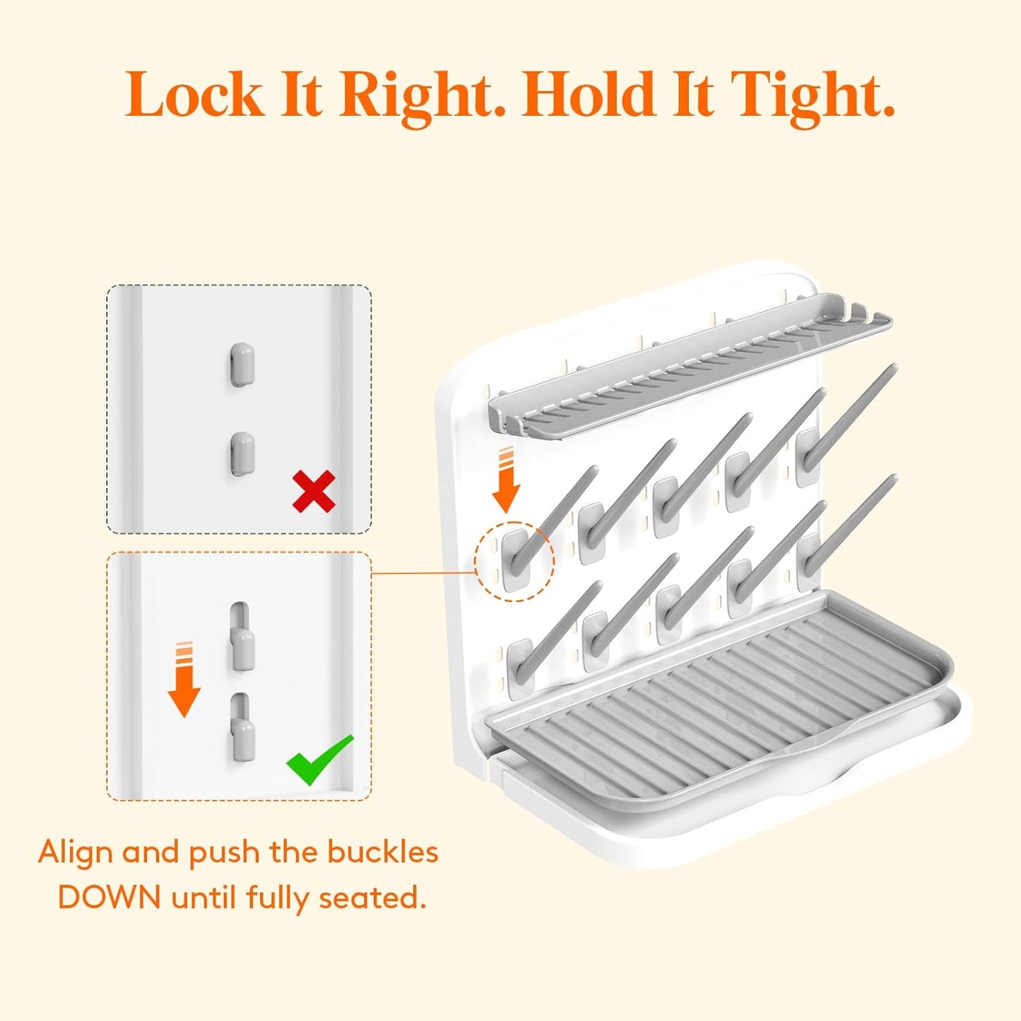 Lifewit Large Baby Bottle Drying Rack 15 Hooks, Newborn Essentials Must Haves, Bottle Storage Organizer for Countertop, Cabinet, Rack Dryer Holder for Pacifiers, Pump Parts, Baby Stuff