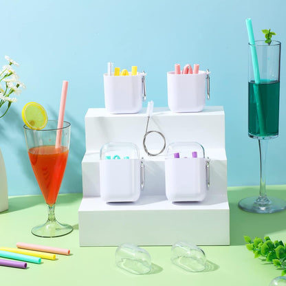Mumufy 10 Set Silicone Travel Straws with Case Reusable Straws Foldable Drinking Straw Collapsible Portable Straw Set for Party Cold or Hot Straw with 10 Carry Cases 10 Cleaning Brushes 10.2 Inch Long