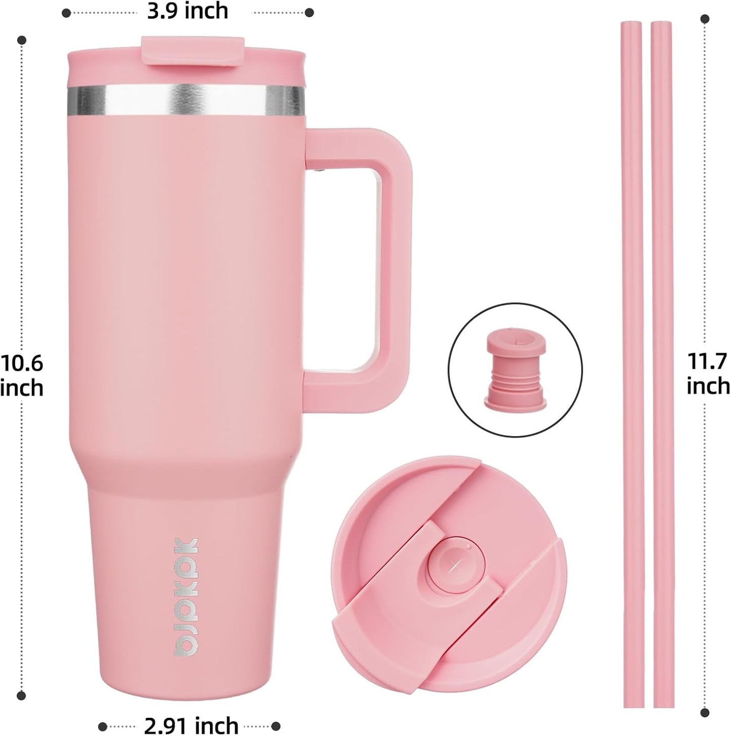 BJPKPK 30oz Stainless Steel Insulated Tumbler With Handle And Lid Straw Travel Coffee Mug Thermal Cup,Black