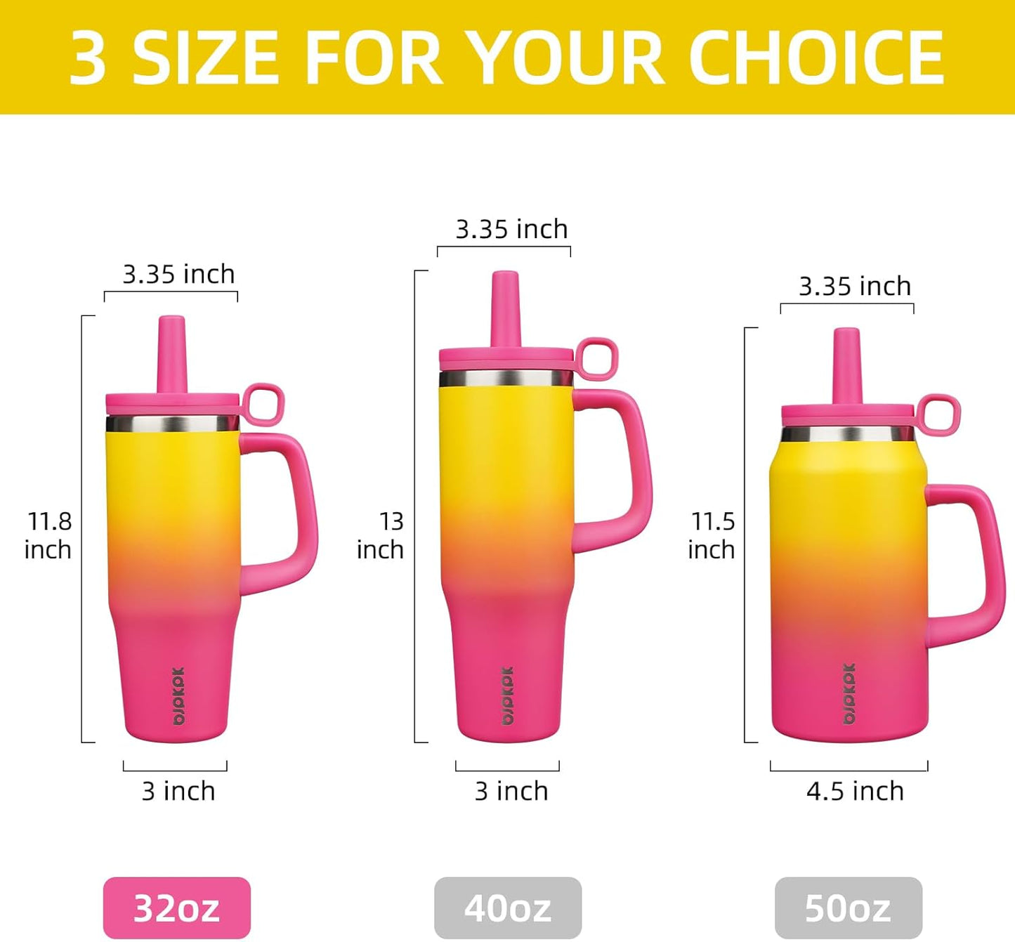 BJPKPK 50oz Insulated Tumbler with Handle Stainless Steel Travel Coffee Mug with Lid Reusable Large Water Bottle with Straw,Sky