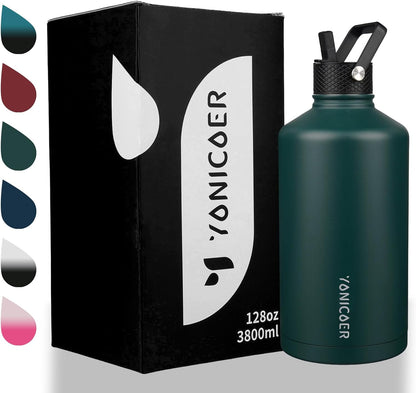 Insulated Water Bottle 40oz,Triple Wall Vacuum Stainless Steel(Dishwasher Safe),Leak Proof & Non-BPA,Flask Jug with Paracord Handle & Straw Spout Lids Sports Cherry Blossom