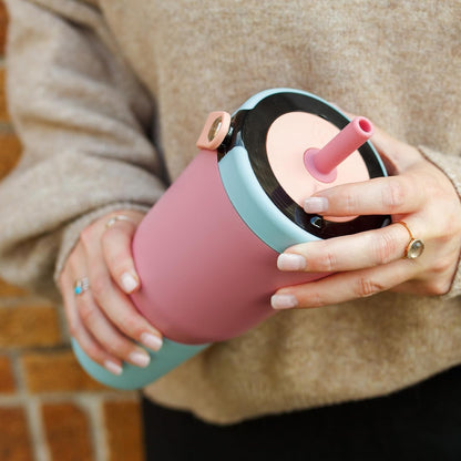 BrüMate Resa 35oz 100% Leakproof Tumbler w/Handle & Straw | Flexible SoftSip Straw | Silicone Sleeve for Durability | Stainless Steel | Cup Holder & Travel Friendly Water Bottle (Java)