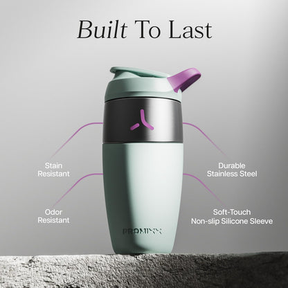 Promixx Pursuit Stainless Steel Shaker Bottle - 26oz Lightweight Metal Protein Mixer with Snap-Fit Agitator for Smooth Shakes - Leak-Proof Gym Shaker Cup for Fitness & Travel - Midnight Blue
