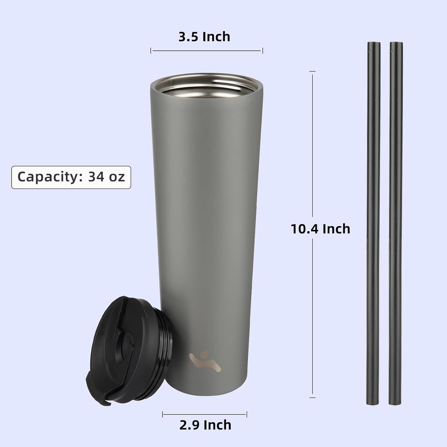 Konokyo 30 OZ Insulated Tumbler with Lid and 2 Straws Stainless Steel Water Bottle Vacuum Travel Mug Coffee Cup,Pastel Sunset