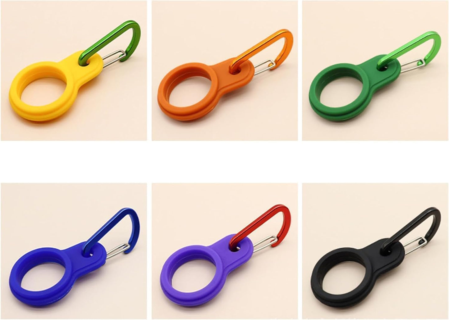 6 Pcs Silicone Water Bottle Buckle with Carabiner Clip Portable Secure Bottle Holder Water Bottle Hanging Rings Silicone Water Bottle Buckle Portable Hiking Sports Camping Water Bottle Accessories